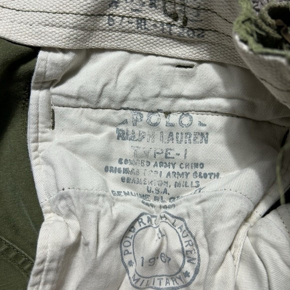 VTG Polo Ralph Lauren Green Cargo Military‎ Utility Shorts 36 Paratrooper - Picture 6 of 8